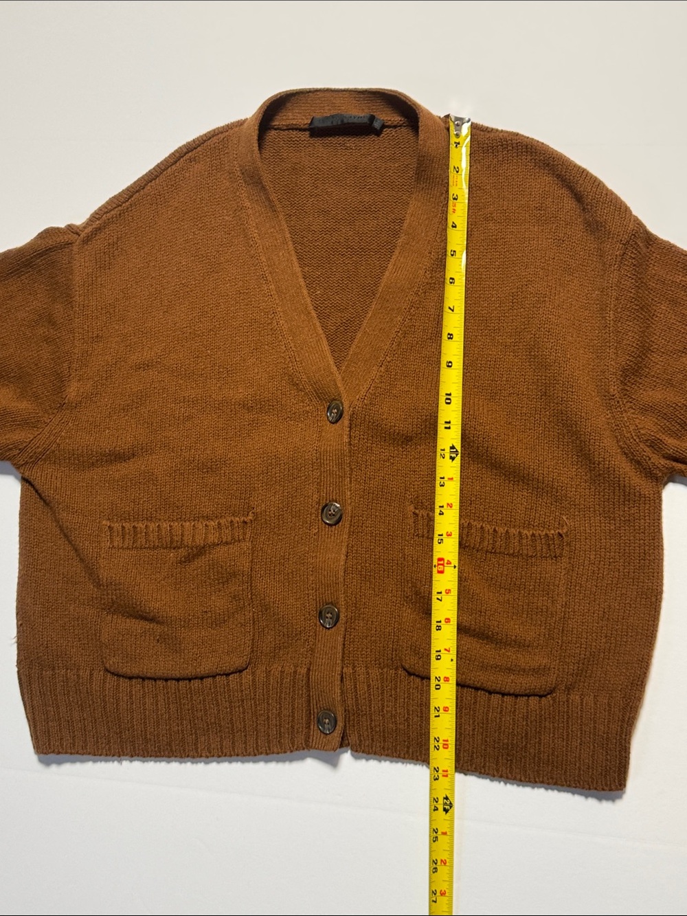 JENNI KAYNE Barret Cardigan Copper Brown Button-Front V-Neck Sweater Relaxed M - Picture 7 of 11